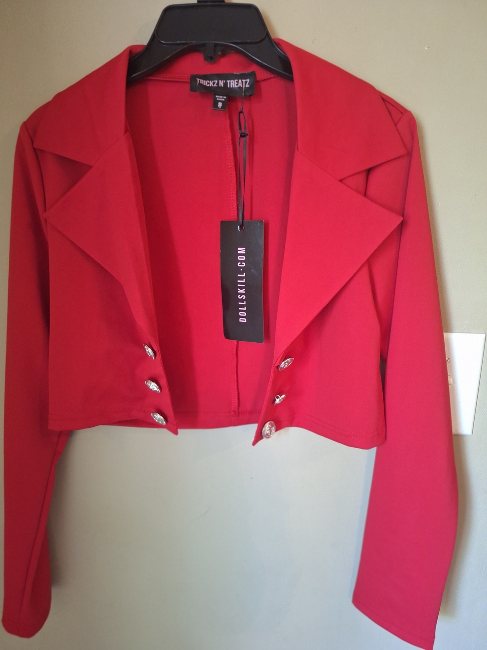 NWT Dolls Kill Red Cropped Double-Button Blazer S